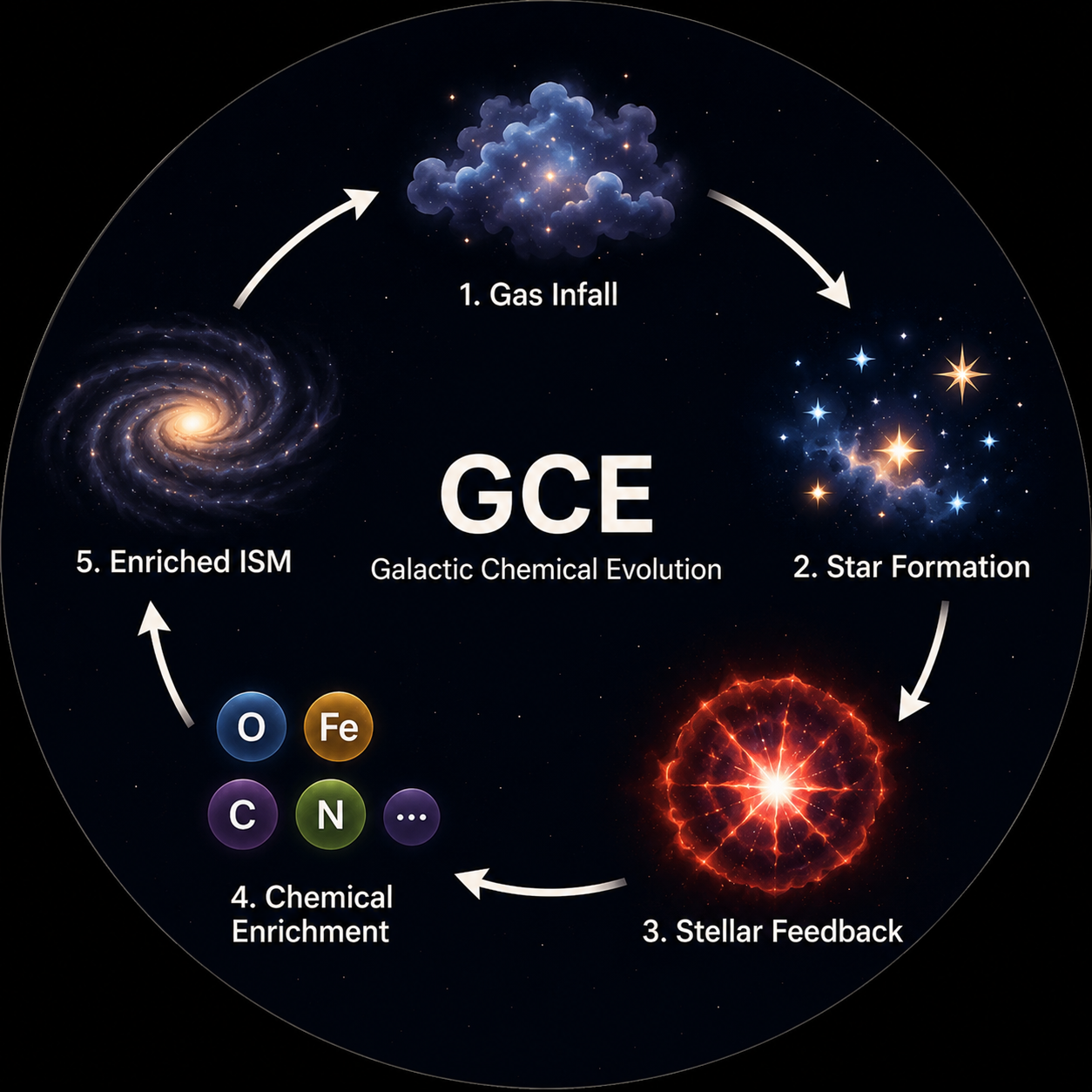 Galactic chemical evolution model
